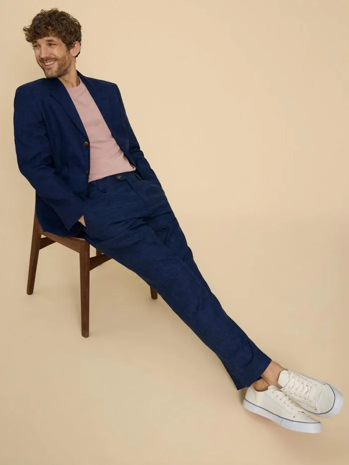 White Stuff TROUSERS Linen Blend Trouser Dark Navy 8211 Men