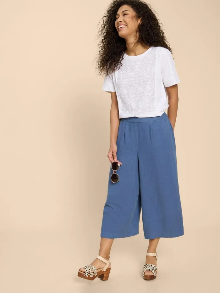 White Stuff TROUSERS Lisette Culotte Mid Blue 8211 Women White Stuff TROUSERS Lisette Culotte Mid Blue 8211 Women