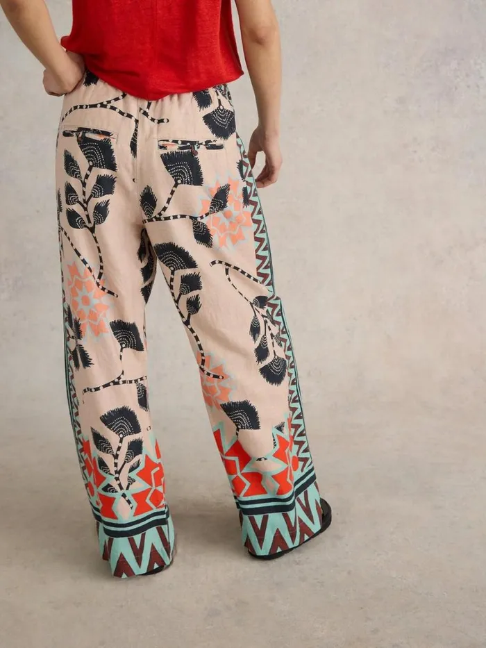 White Stuff TROUSERS Lucy Linen Blend Wide Trouser Natural Print 8211 Women White Stuff TROUSERS Lucy Linen Blend Wide Trouser Natural Print 8211 Women