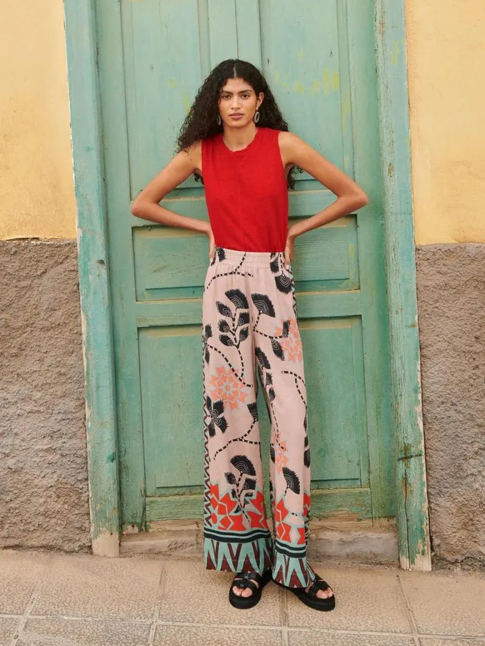 White Stuff TROUSERS Lucy Linen Blend Wide Trouser Natural Print 8211 Women White Stuff TROUSERS Lucy Linen Blend Wide Trouser Natural Print 8211 Women