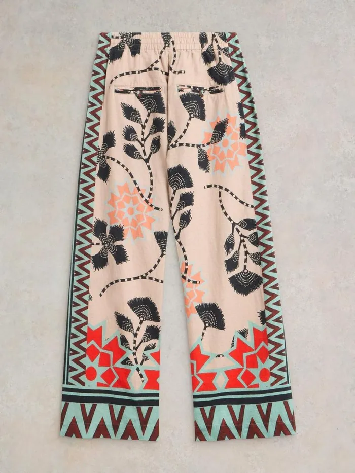 White Stuff TROUSERS Lucy Linen Blend Wide Trouser Natural Print 8211 Women White Stuff TROUSERS Lucy Linen Blend Wide Trouser Natural Print 8211 Women
