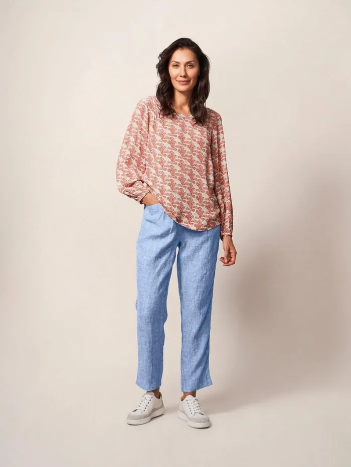 White Stuff TROUSERS Rowena Linen Trouser Chambray Blue 8211 Women