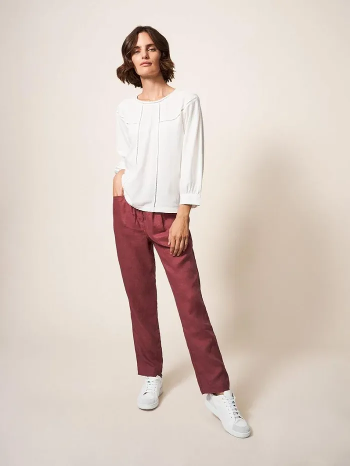 White Stuff TROUSERS Rowena Linen Trouser Dk Plum 8211 Women