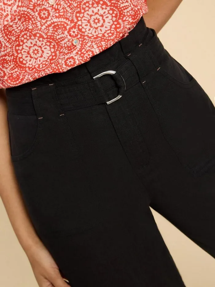 White Stuff TROUSERS Teakie Tencel Linen Trouser Pure Black 8211 Women