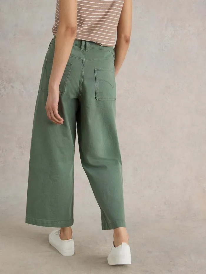 White Stuff TROUSERS Tia Wide Leg Crop Jean Mid Green 8211 Women White Stuff TROUSERS Tia Wide Leg Crop Jean Mid Green 8211 Women
