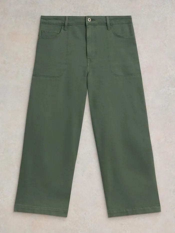 White Stuff TROUSERS Tia Wide Leg Crop Jean Mid Green 8211 Women White Stuff TROUSERS Tia Wide Leg Crop Jean Mid Green 8211 Women