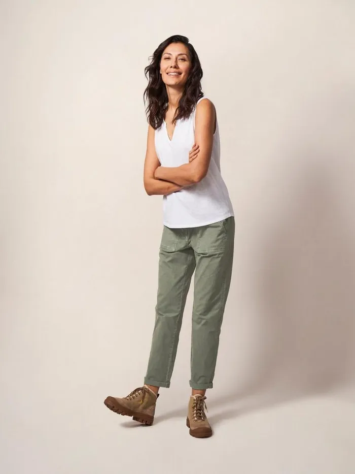 White Stuff TROUSERS Twister Chino Mid Green 8211 Women