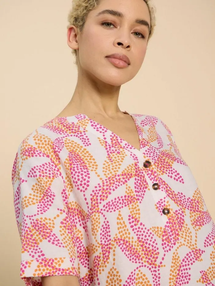 White Stuff TUNICS Lina Linen Tunic Ivory Print 8211 Women