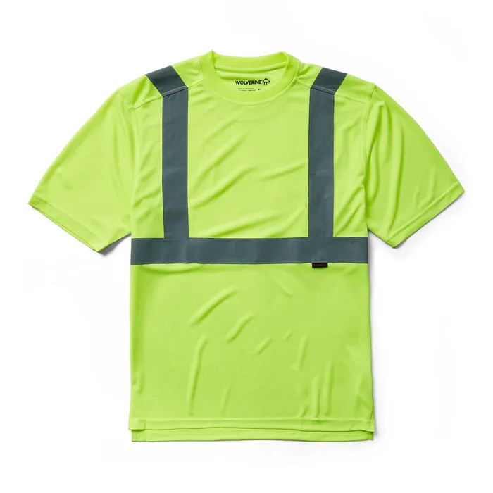 Wolverine Caution Short Sleeve Tee Hi Vis Green Men Safety Gear