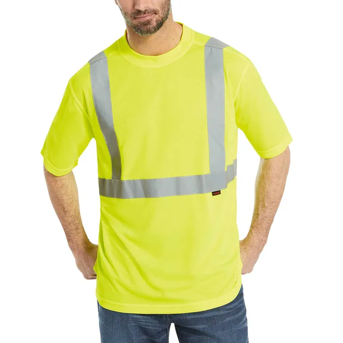 Wolverine Caution Short Sleeve Tee Hi Vis Green Men Safety Gear