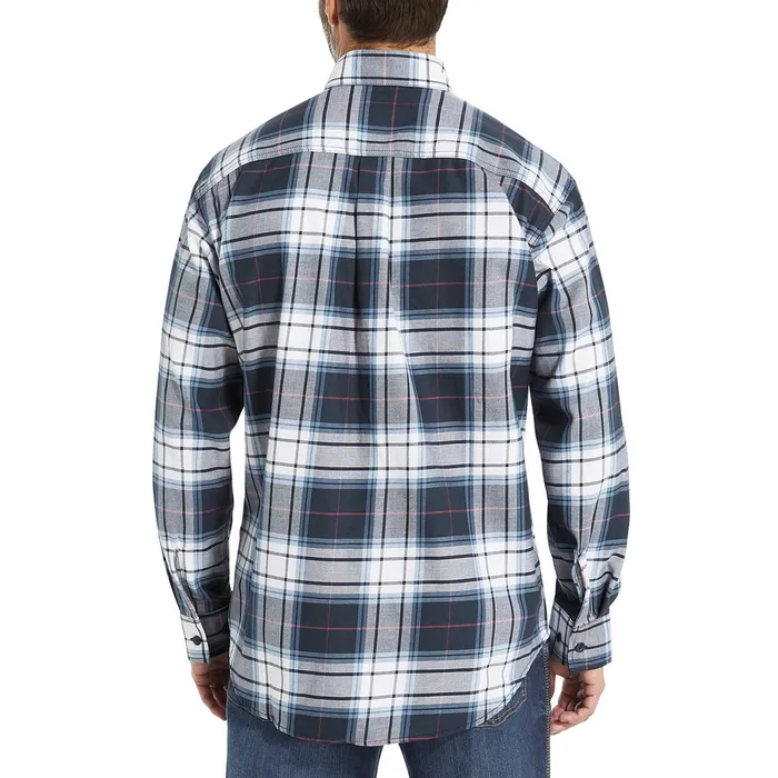 Wolverine FR Plaid Long Sleeve Twill Shirt Navy Plaid Men Clothing