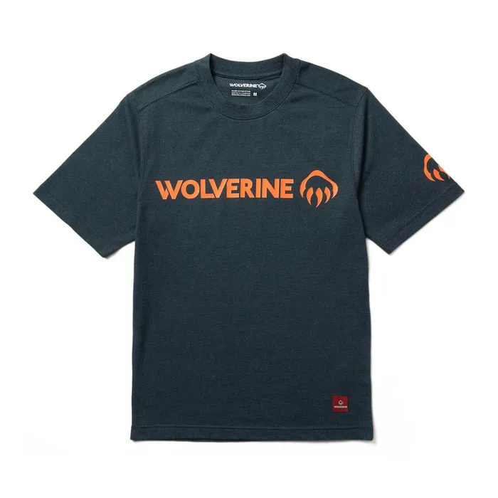Wolverine Modern Fit Short Sleeve Graphic Tee Dark Navy Heatherhv Orange Men TShirts