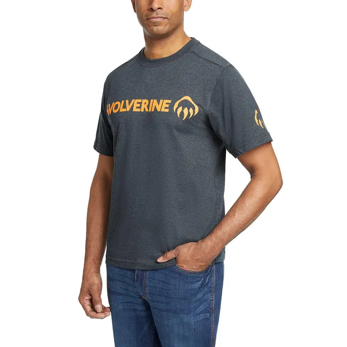 Wolverine Modern Fit Short Sleeve Graphic Tee Dark Navy Heatherhv Orange Men TShirts