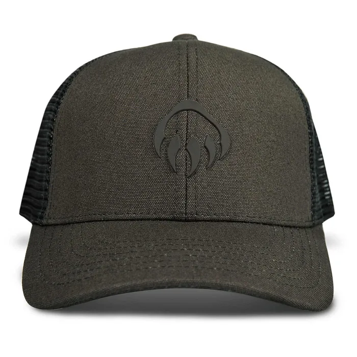 Wolverine Raised Claw Logo Trucker Cap Black Olive MenWomen Hats and Gloves