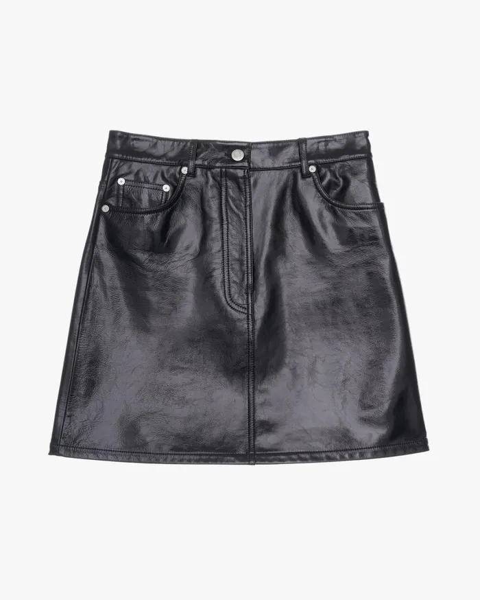 Women 5Pocket Leather Skirt Black Helmut Lang Skirts