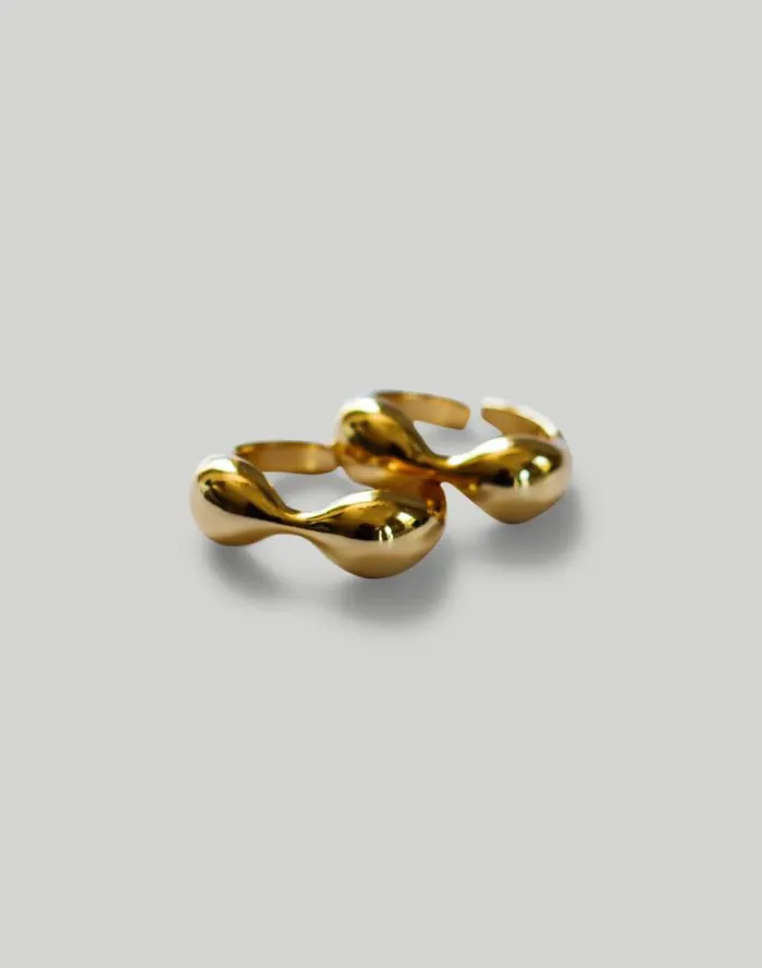 Women Abcrete and Co Chunky Bean Adjustable Ring Gold Madewell Jewelry