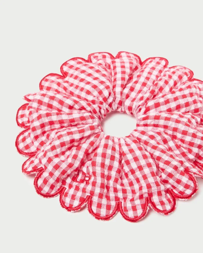 Women Accessories Loeffler Randall Frankie Red Gingham Scallop Scrunchie I Hair Accessories I Accessory Women Accessories Loeffler Randall Frankie Red Gingham Scallop Scrunchie I Hair Accessories I Accessory