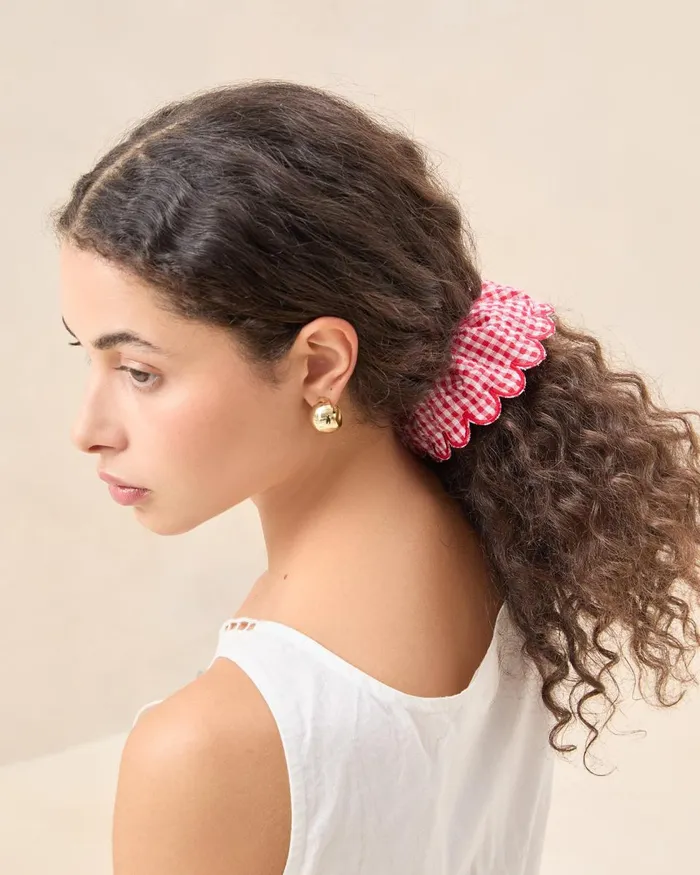 Women Accessories Loeffler Randall Frankie Red Gingham Scallop Scrunchie I Hair Accessories I Accessory Women Accessories Loeffler Randall Frankie Red Gingham Scallop Scrunchie I Hair Accessories I Accessory