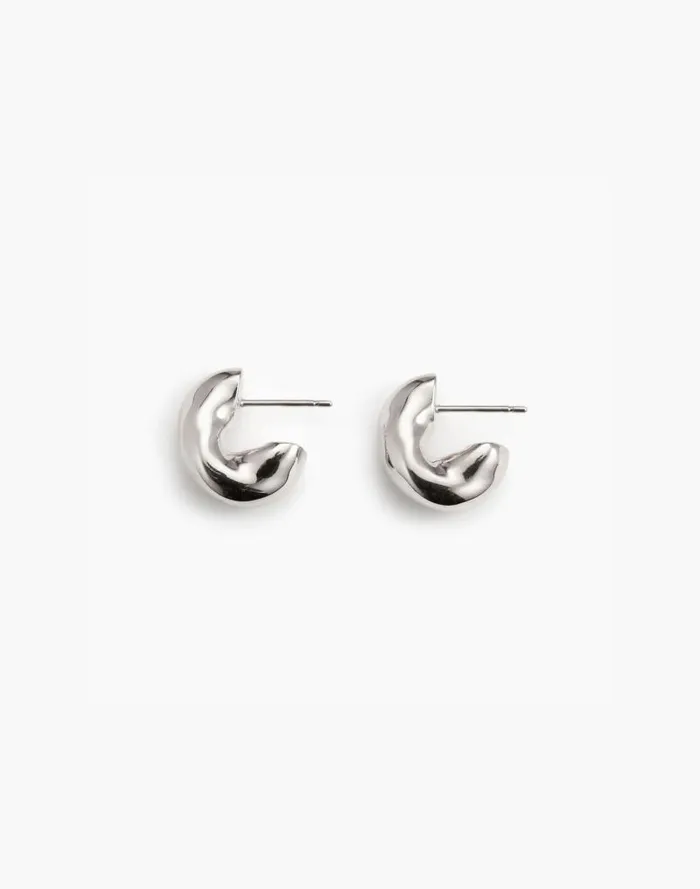 Women AGMES Small Dahlia Hoops Silver Madewell Jewelry