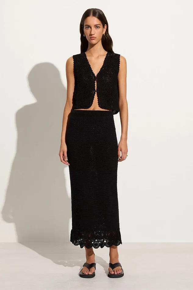 Women Alejandreas Handmade Crochet Vest Black 8211 Final Sale Faithfull The Brand Tops