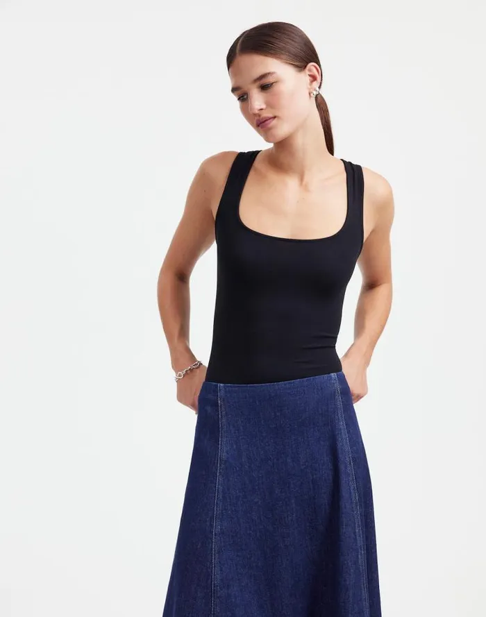 Women Alexa Chung For Madewell Denim Flare Midi Skirt In Pellson Wash Pellson Wash Madewell Skirts