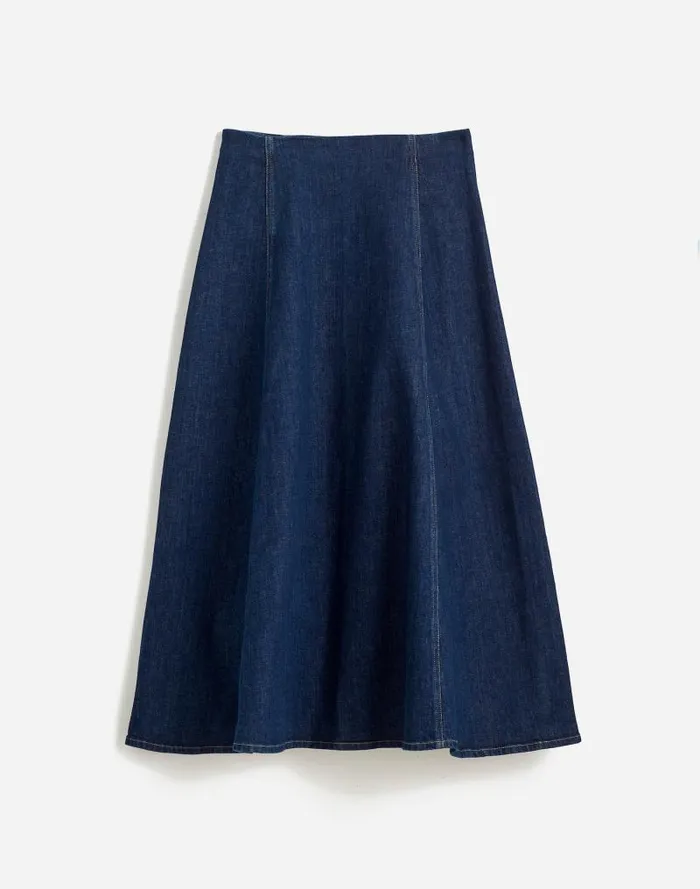Women Alexa Chung For Madewell Denim Flare Midi Skirt In Pellson Wash Pellson Wash Madewell Skirts