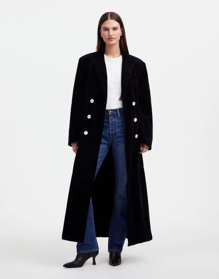 Women Alexa Chung For Madewell Oversized Long Coat In Corduroy Jet Black Madewell Coats Jackets Women Alexa Chung For Madewell Oversized Long Coat In Corduroy Jet Black Madewell Coats Jackets