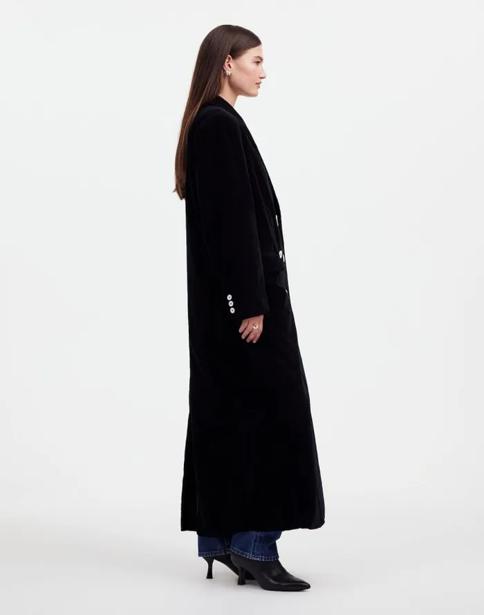 Women Alexa Chung For Madewell Oversized Long Coat In Corduroy Jet Black Madewell Coats Jackets