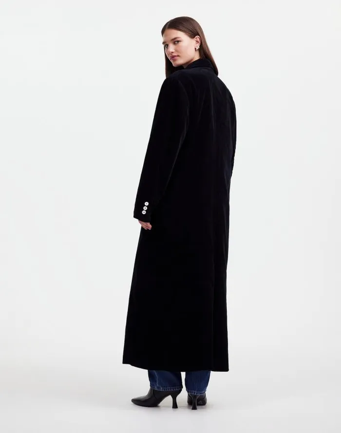 Women Alexa Chung For Madewell Oversized Long Coat In Corduroy Jet Black Madewell Coats Jackets
