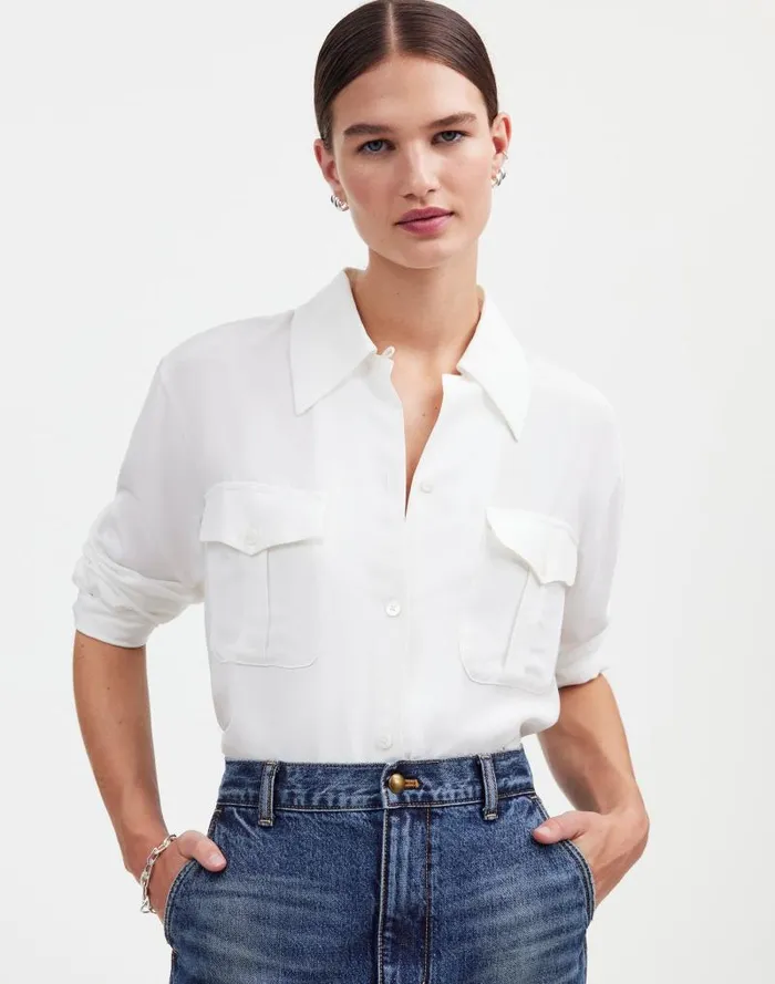 Women Alexa Chung For Madewell PleatPocket ButtonUp Shirt Eyelet White Madewell Tops and Shirts Women Alexa Chung For Madewell PleatPocket ButtonUp Shirt Eyelet White Madewell Tops and Shirts