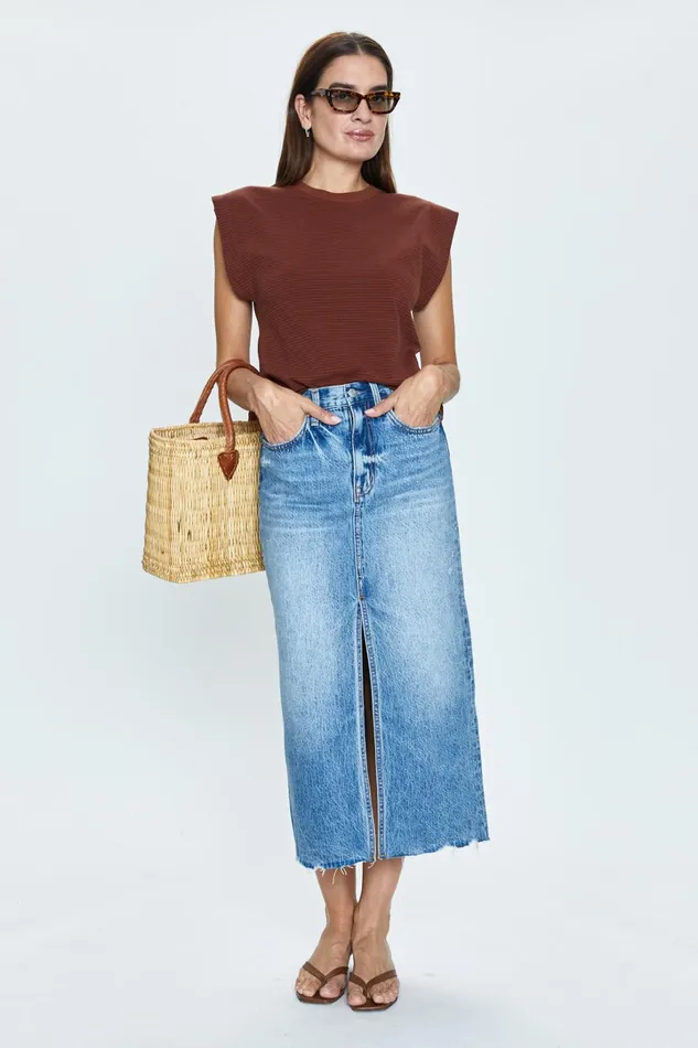 Women Alice Midi Skirt 8211 Portait Vintage Pistola Denim Skirts