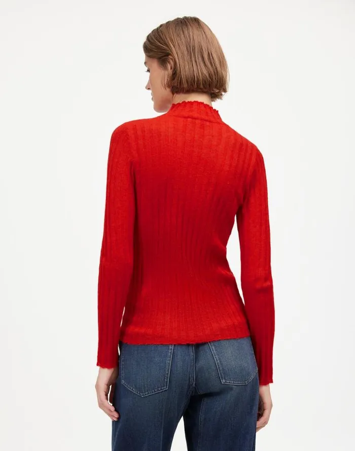 Women AlpacaBlend Mockneck Sweater Bright Cherry Madewell Sweaters