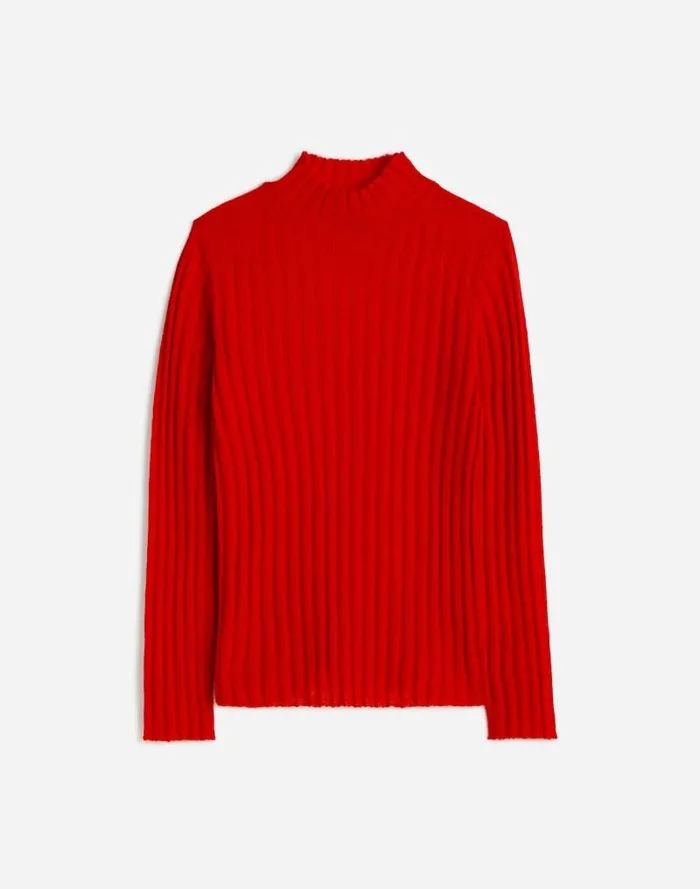 Women AlpacaBlend Mockneck Sweater Bright Cherry Madewell Sweaters