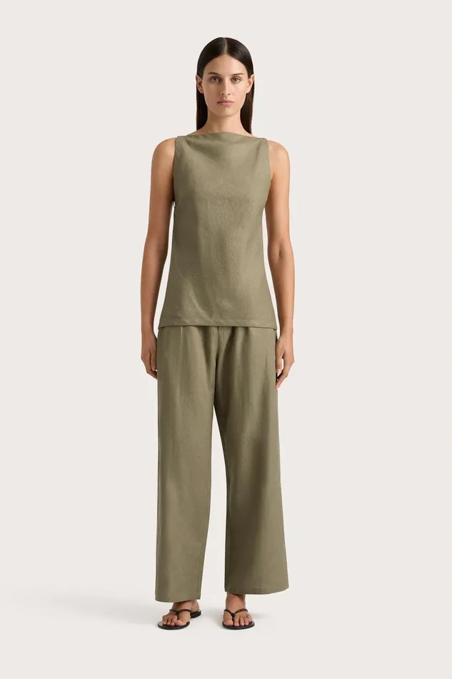 Women Antibes Top Khaki Faithfull The Brand Tops