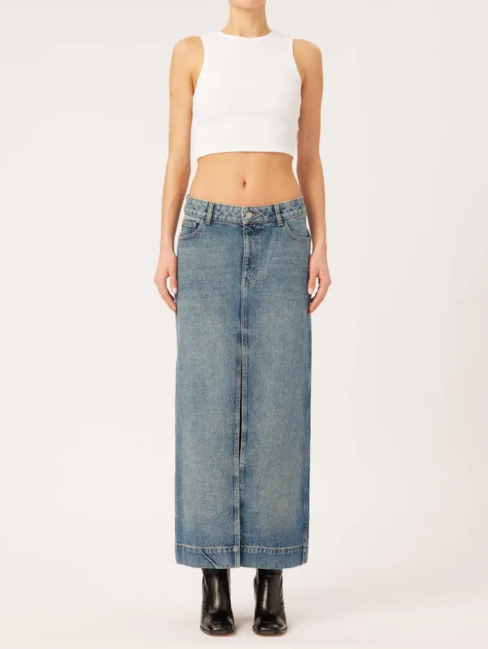 Women Asra Low Rise Denim Maxi Skirt DL1961 Shorts Skirts
