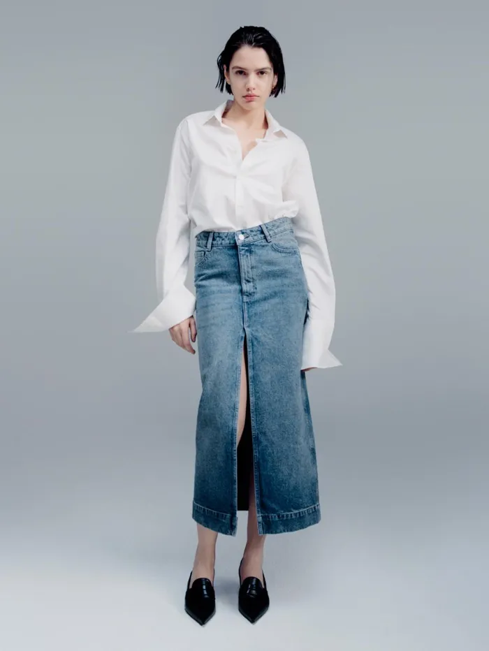 Women Asra Low Rise Denim Maxi Skirt DL1961 Shorts Skirts