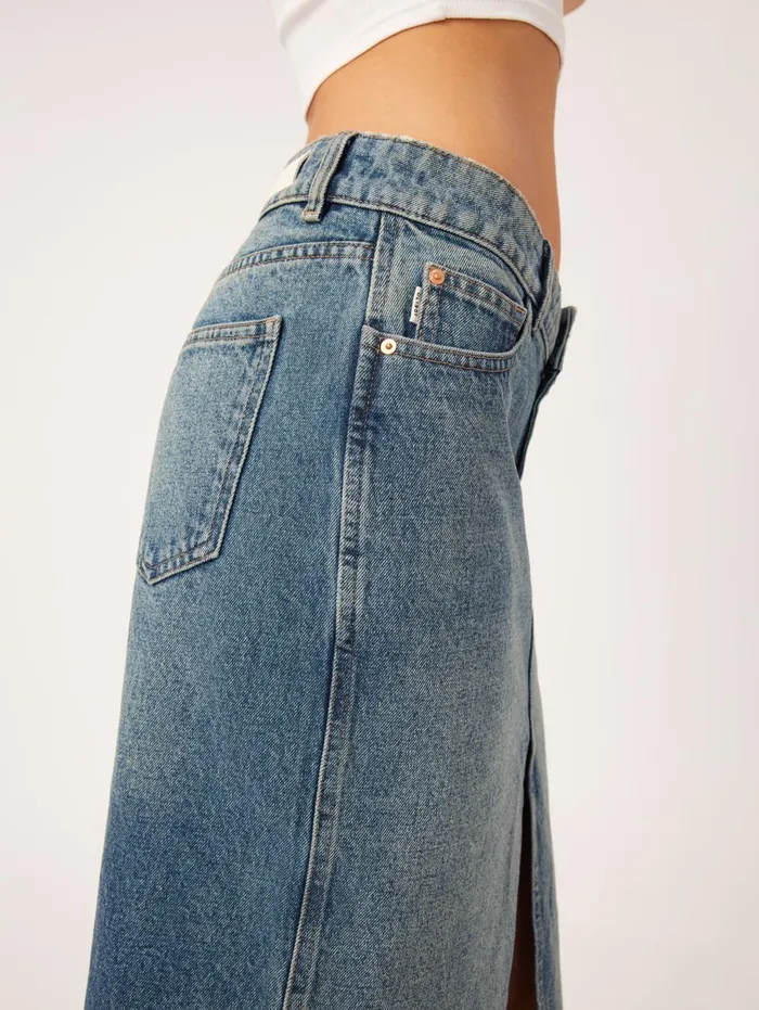Women Asra Low Rise Denim Maxi Skirt DL1961 Shorts Skirts