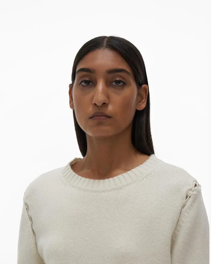 Women Aviator Sweater Ivory Helmut Lang Sweaters