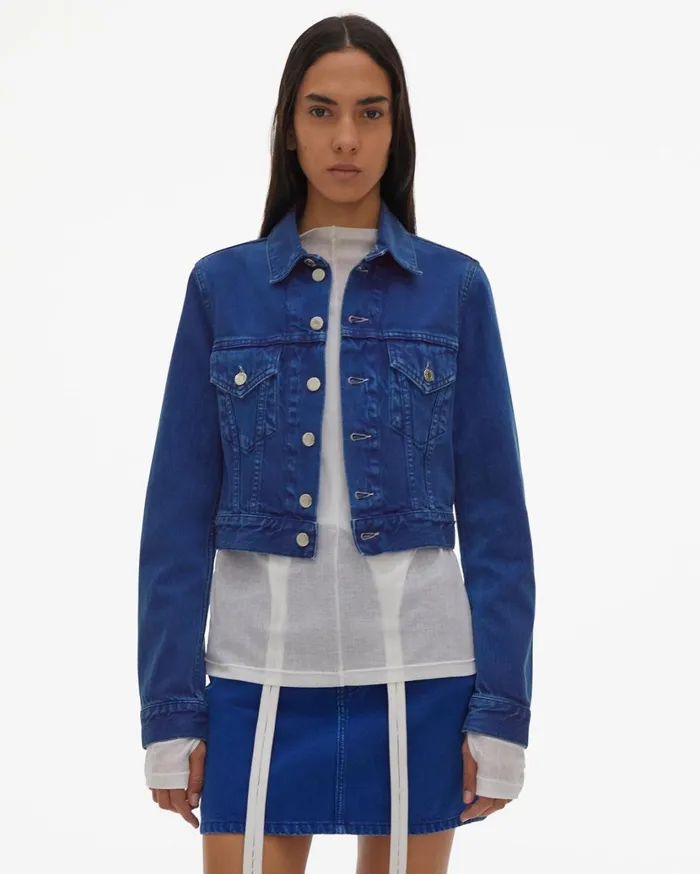 Women Azurite Fem Little Trucker Jacket Accelerated Azurite Stone Helmut Lang Jackets