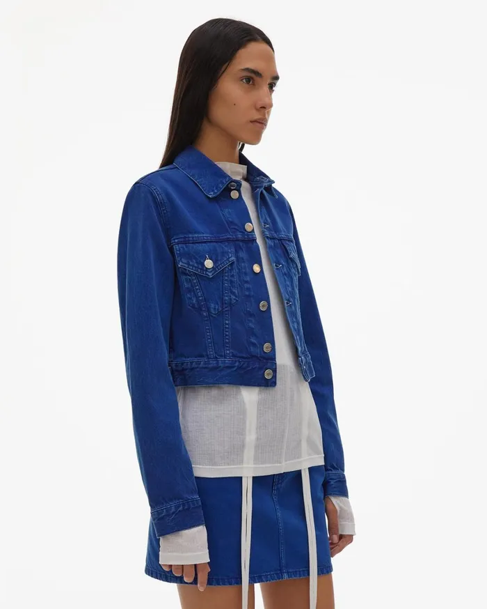 Women Azurite Fem Little Trucker Jacket Accelerated Azurite Stone Helmut Lang Jackets