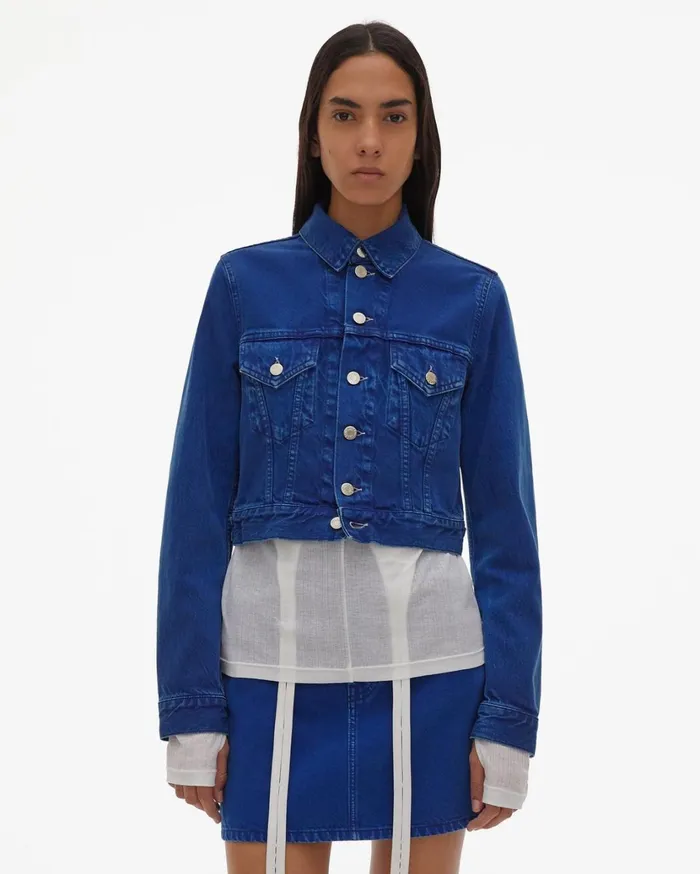 Women Azurite Fem Little Trucker Jacket Accelerated Azurite Stone Helmut Lang Jackets