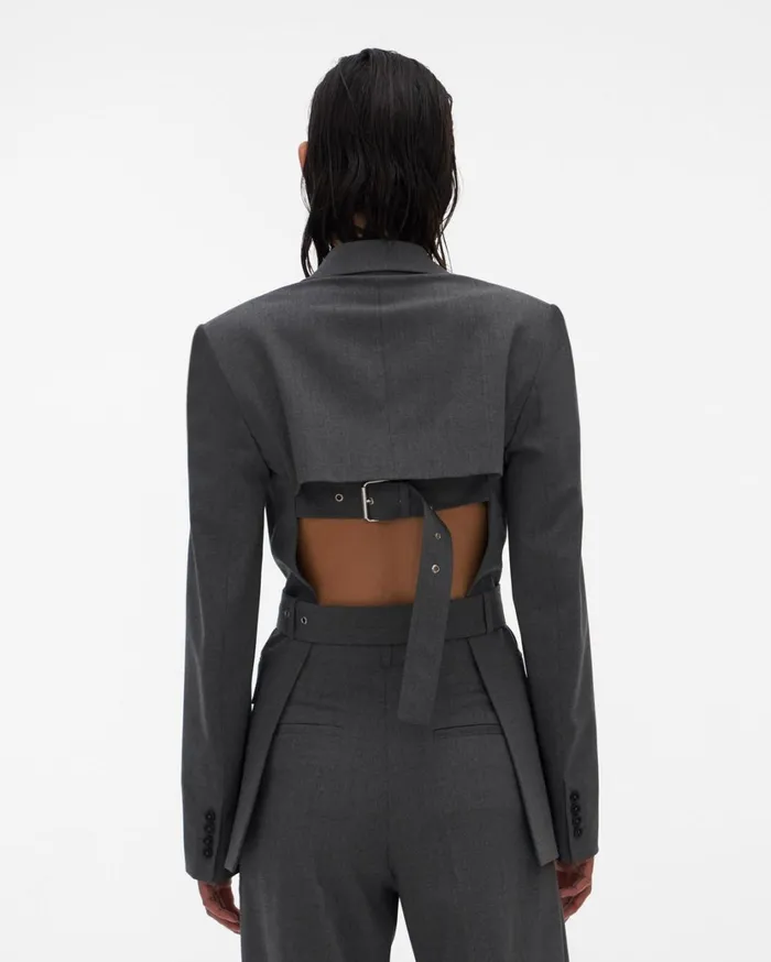 Women Back Open Blazer Light Grey Melange Helmut Lang Jackets