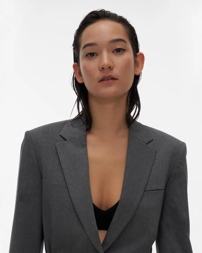Women Back Open Blazer Light Grey Melange Helmut Lang Jackets