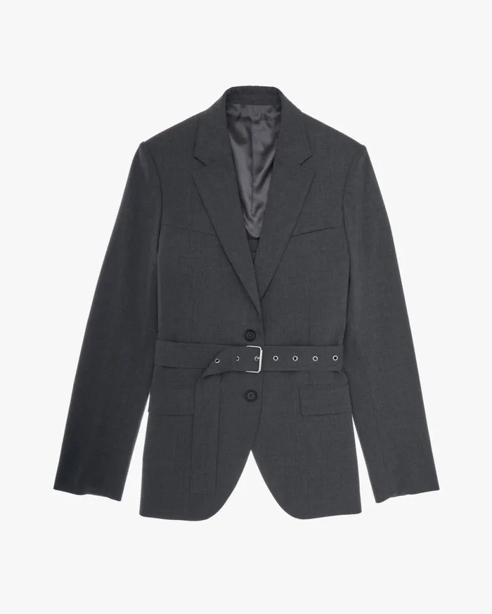 Women Back Open Blazer Light Grey Melange Helmut Lang Jackets