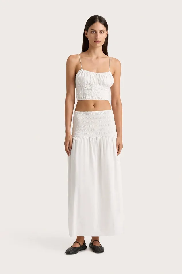 Women Baia Midi Skirt White Faithfull The Brand Skirts and Shorts
