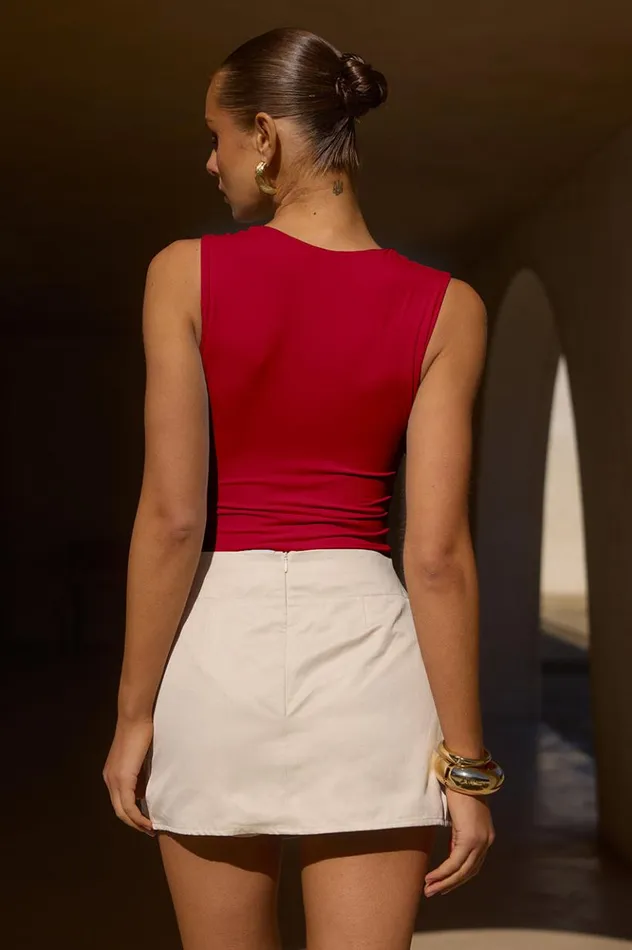 Women Basic Runaway The Label REIGN TOP Cherry Red