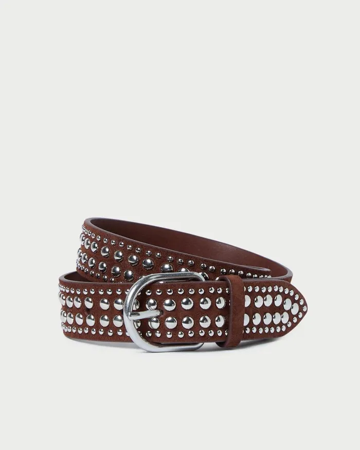 Women Belts Loeffler Randall Isaac EspressoSilver Studded Belt