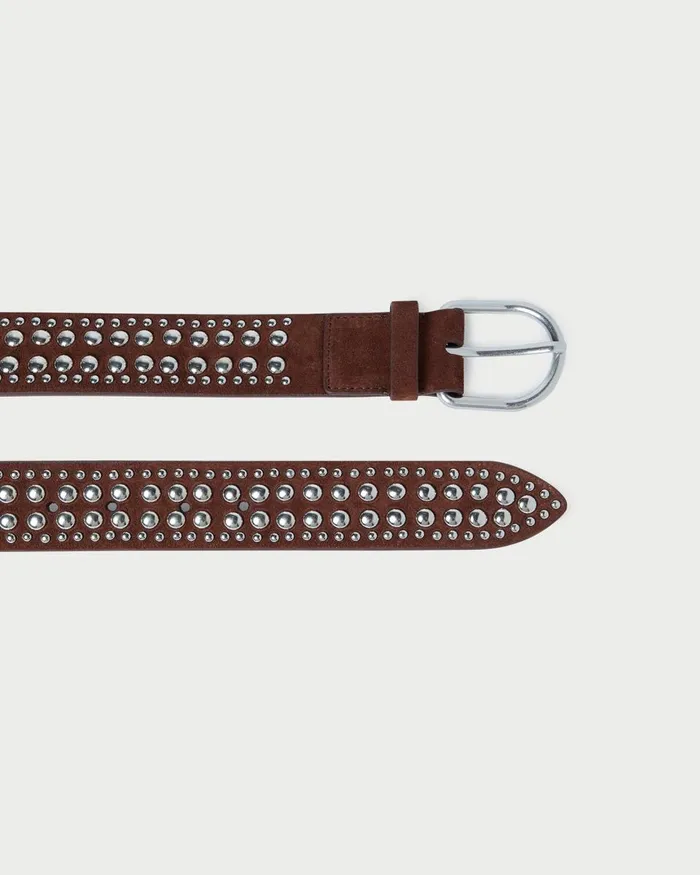 Women Belts Loeffler Randall Isaac EspressoSilver Studded Belt Women Belts Loeffler Randall Isaac EspressoSilver Studded Belt
