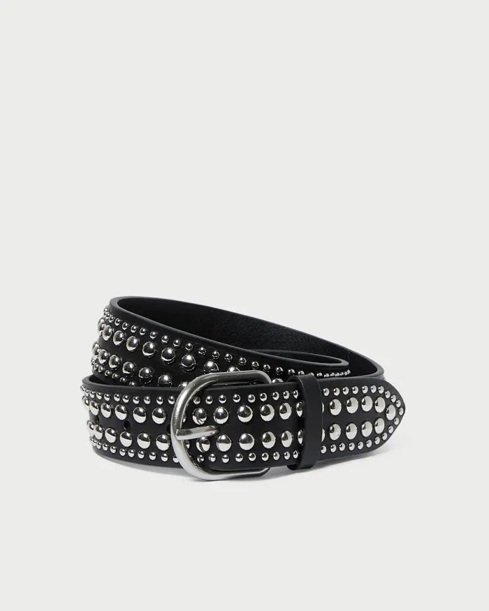 Women Belts Loeffler Randall Isaac EspressoSilver Studded Belt Women Belts Loeffler Randall Isaac EspressoSilver Studded Belt
