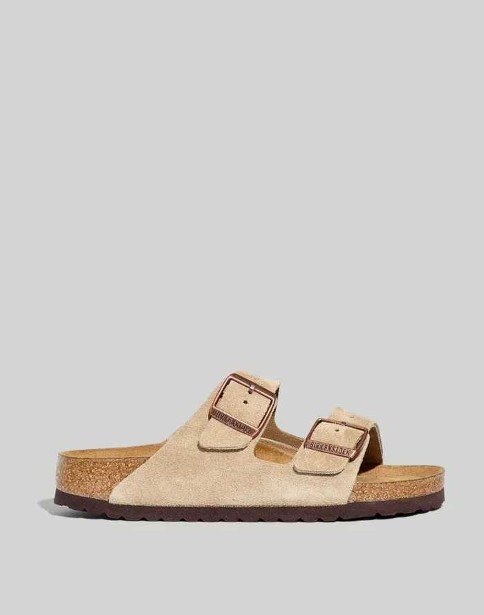 Women Birkenstock Arizona Soft Footbed Sandals In Nubuck Taupe Madewell Sandals